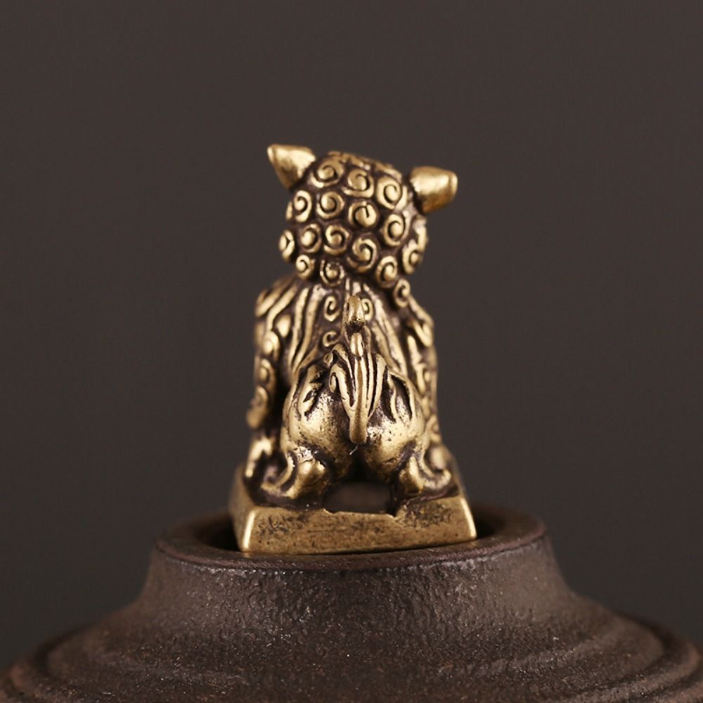 Art Craft Lion - 手作り良質茶道具デスクトップオーナメント、富を引き寄せるライオンオーナメント、ライオンシールキーホルダーペンダント、ライオンフィギュア