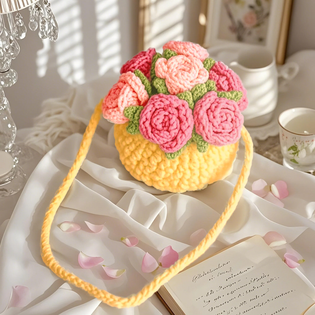 Art Craft Flower Making - YAMAXIN かぎ針編みキット 初心者向け 簡単な芸術と工芸品 編み物ツールセット 初心者に優しいフラワーバスケット作り