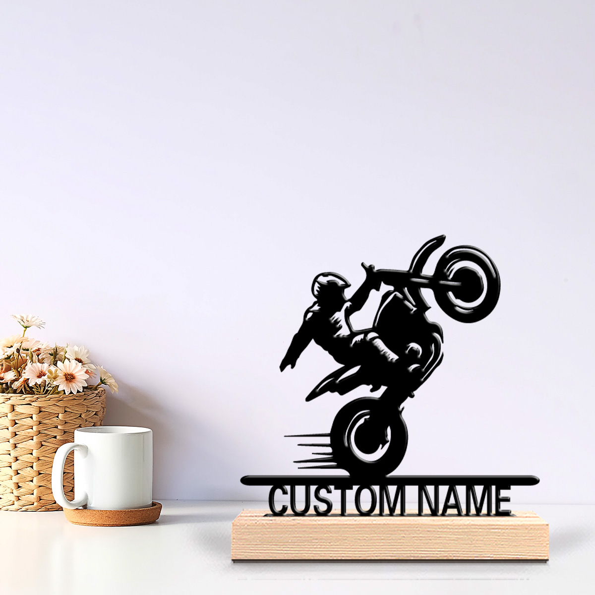 Art Craft Simple - 1個入り シンプルなバイクの子供用カスタムテキストメタルスタチューアートクラフト 木製ベース付きメタル彫刻 男の子へのギフトに