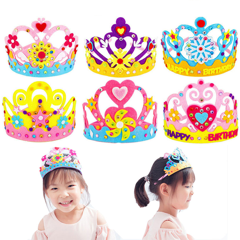 Art Craft 4 Years Old - DIY 工芸品おもちゃクラウンクリエイティブ紙スパンコール花星パターンのおもちゃ子供のための子供幼稚園アートパーティーの装飾