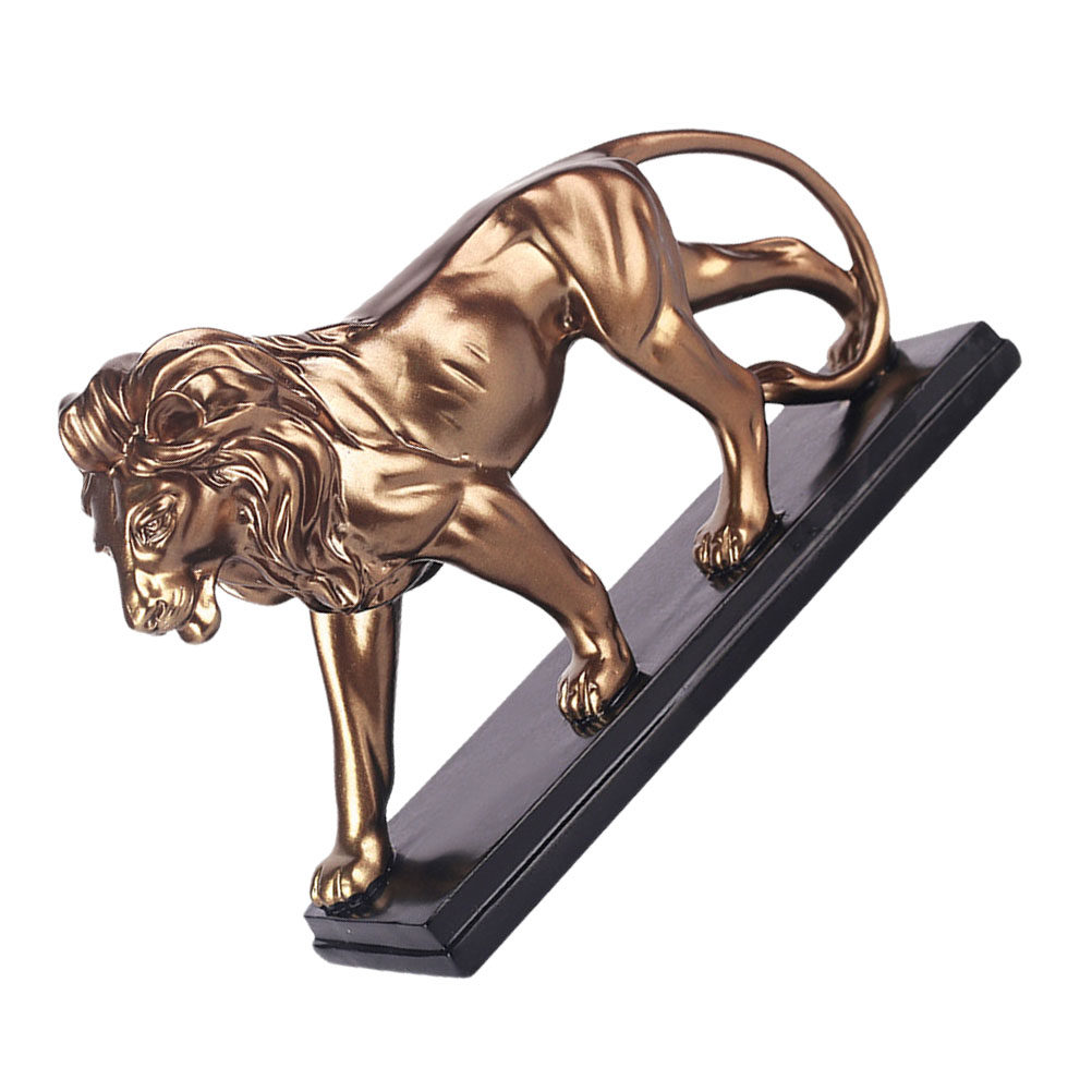 Art Craft Lion - 1個入り樹脂製ライオンオーナメント デスクトップ彫刻 装飾工芸品 ホームオフィス テーブルトップアート 展覧会