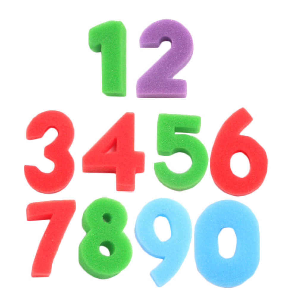 Art And Craft Numbers - 10個入りペイントスポンジシールキット、漫画数字スタンプ、軽量で持ち運び可能な子供用アートクラフトペイントスタンプ、DIY創造性用