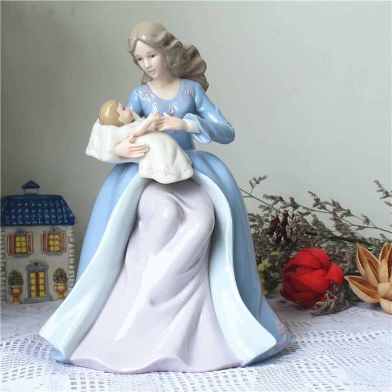 Art Craft Mother'S Day - xx-ヨーロッパ母子陶器像飾り 母の日ギフト ホームリビングルーム磁器置物装飾アートクラフト