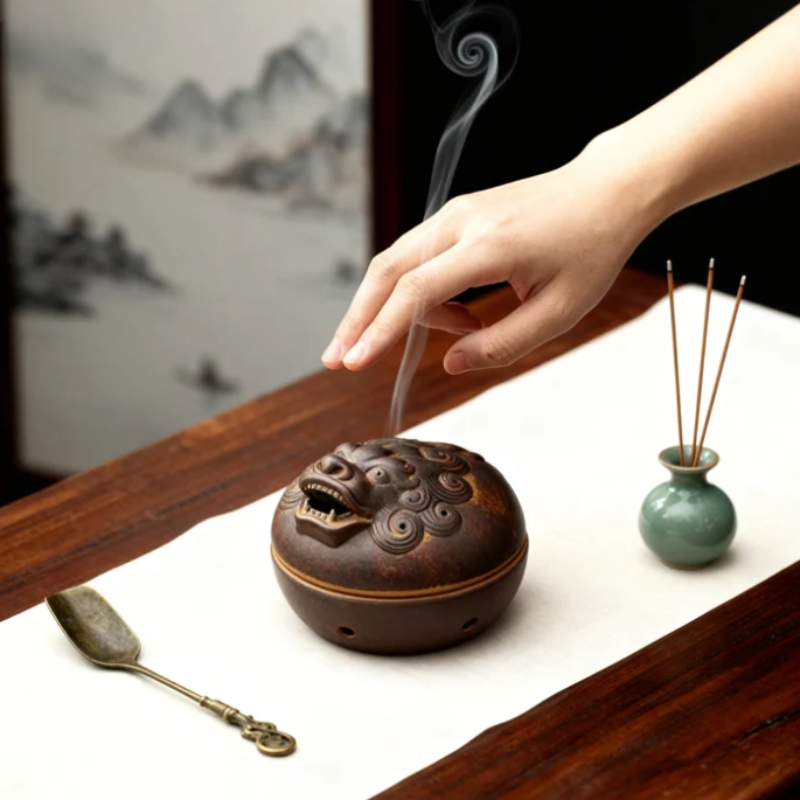 Art Craft Room Ideas - レトロな龍の香炉、野生の獣の形をした白檀の香炉、灰皿、家の装飾、オフィスのデスクの装飾、禅の工芸品、アートギフトのアイデア
