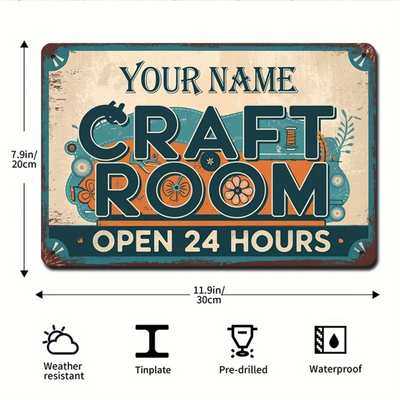 パーソナライズされたヴィンテージメタルクラフトルームサイン、 - Art Craft Quotes のレビューと価格