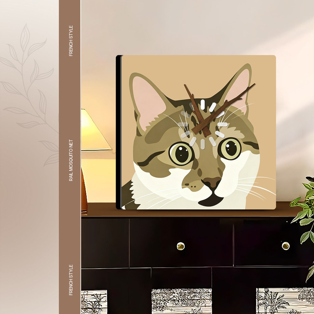 25X25CM クリエイティブデイズ猫デスクトップ時計装飾品 - Art Craft Movement のレビューと価格
