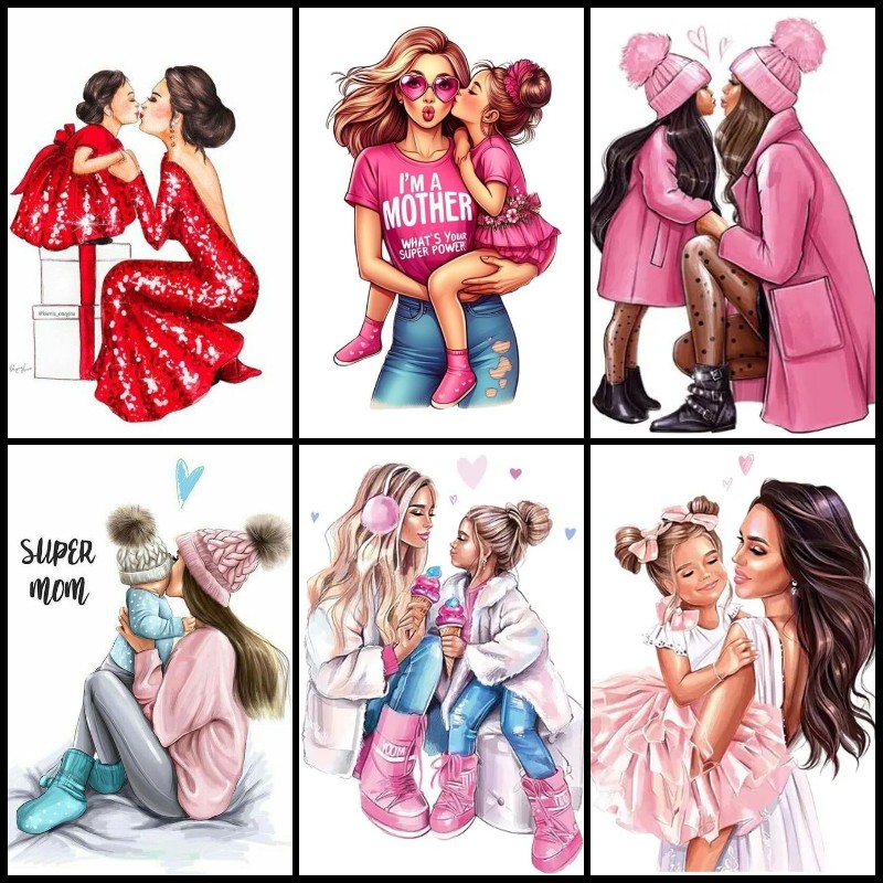 5D DIYダイヤモンドペインティングキット,母と娘のアート - Art Craft Mother'S Day のレビューと価格
