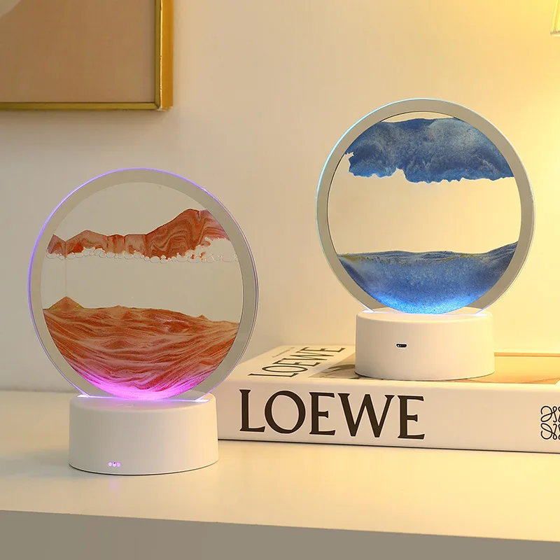 LED 16色 3D砂景ランプ RGB砂時計ライト 流砂アー - Art Craft Movement のレビューと価格