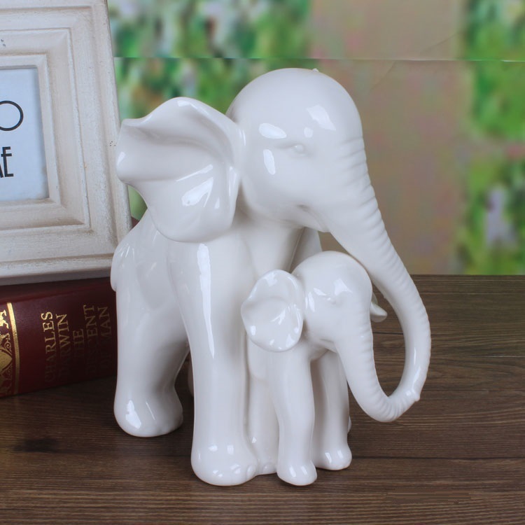 タッチングホワイトヒスイ磁器象母と息子の彫刻セラミッククラフ - Art Craft Mother'S Day のレビューと価格