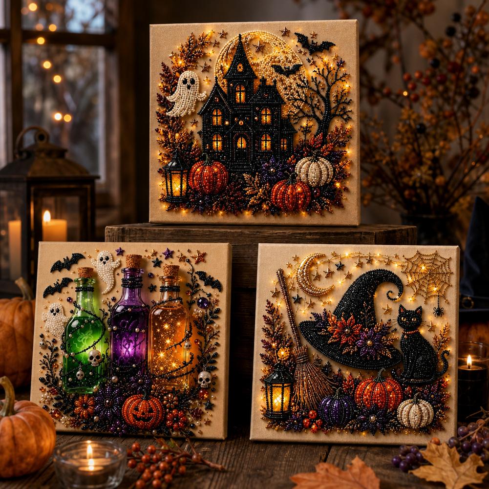 ハロウィンゴースト＆パンプキン3DパールアートDIYキット（ - Art Craft Halloween のレビューと価格