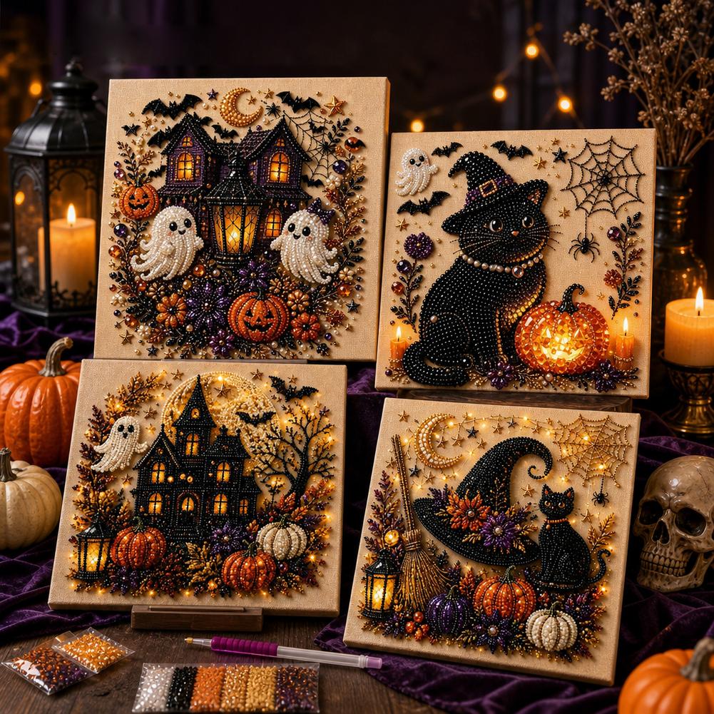 ハロウィンゴースト＆パンプキン3DパールアートDIYキット  - Art Craft Halloween のレビューと価格