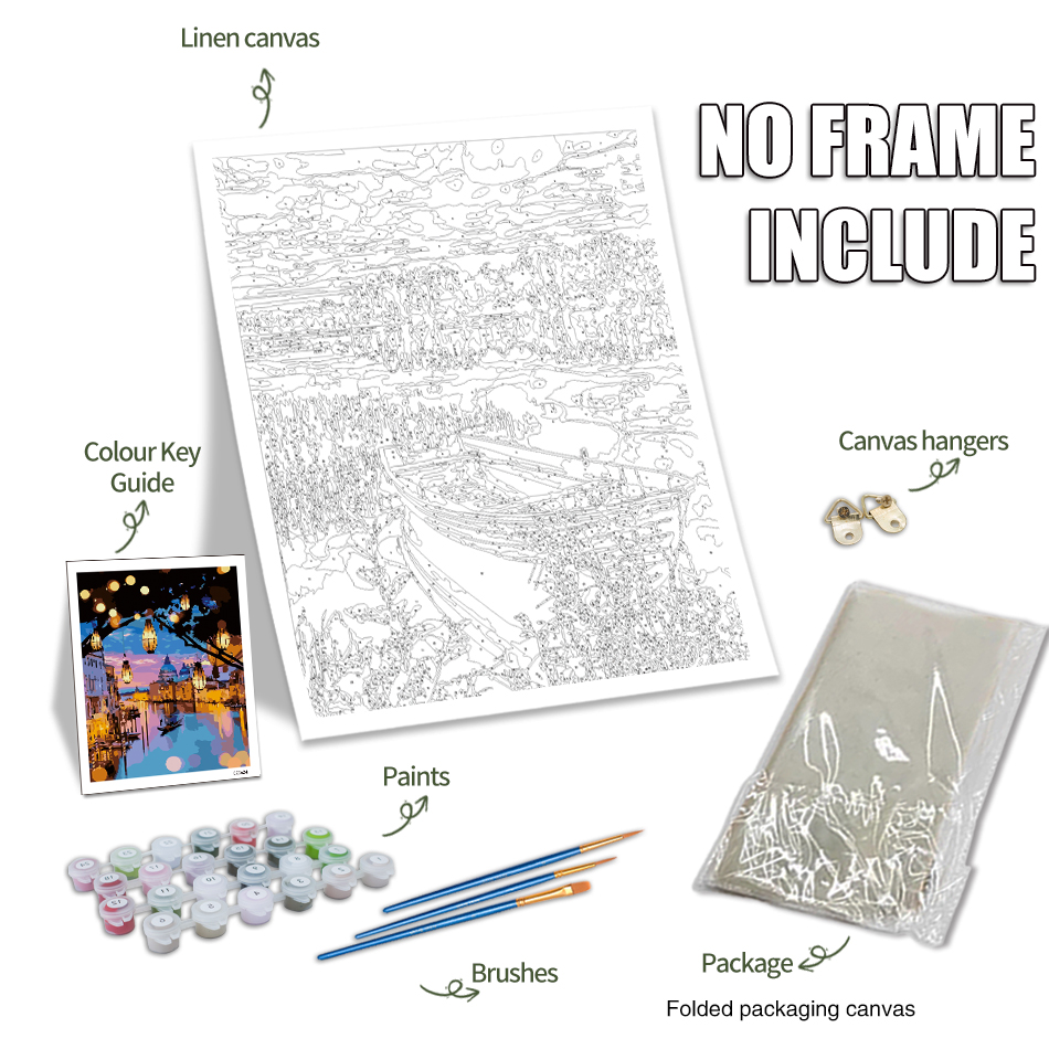GATYZTORY 数字による絵画町風景描画キャンバス手描き - Art Craft Display のレビューと価格