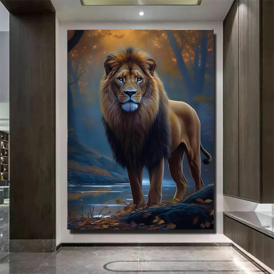 5D ダイヤモンドアートキットジャングル動物ライオンアート  - Art Craft Lion のレビューと価格