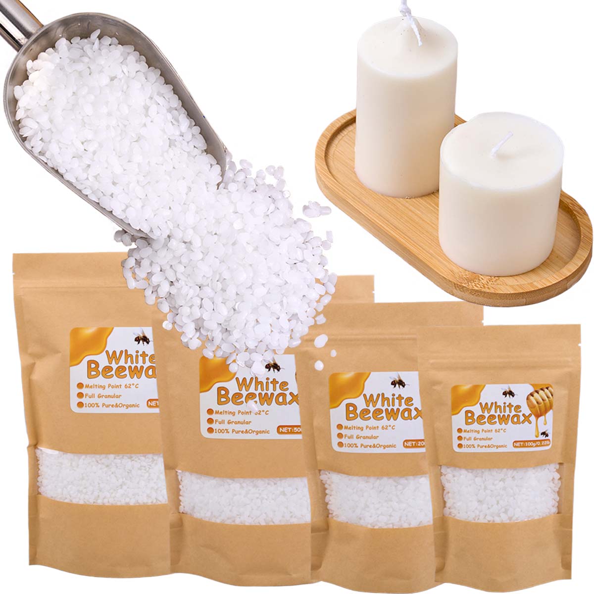 白蜜蝋純粋な天然粒状香りキャンドル素材 DIY 手作りギフト - Candle Making Wax のレビューと価格